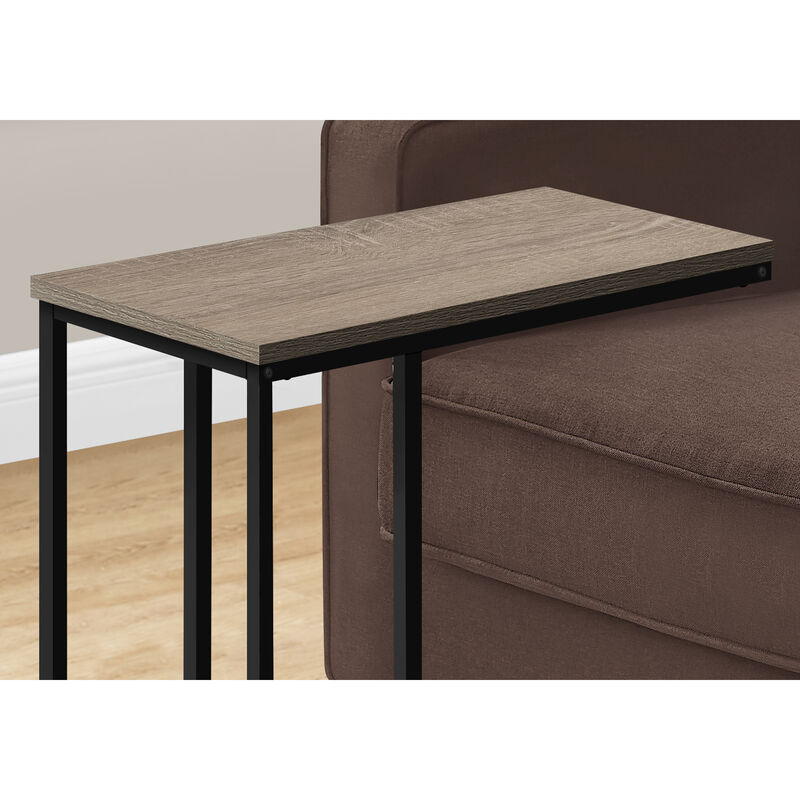 Monarch Specialties I 3766 Accent Table, C-shaped, End, Side, Snack, Living Room, Bedroom, Metal, Laminate, Brown, Black, Contemporary, Modern