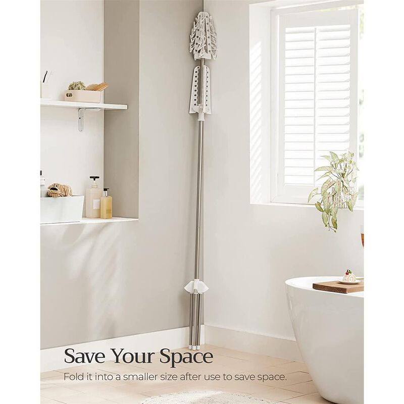 Foldable Indoor Rotary Garment Rack with 2-Tier Quadripod Frame