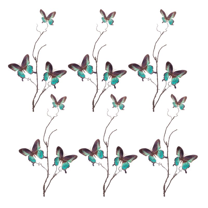 Set of 6 Butterfly Twig Sprays for Floral Arrangements, Vases, or Spring Displays
