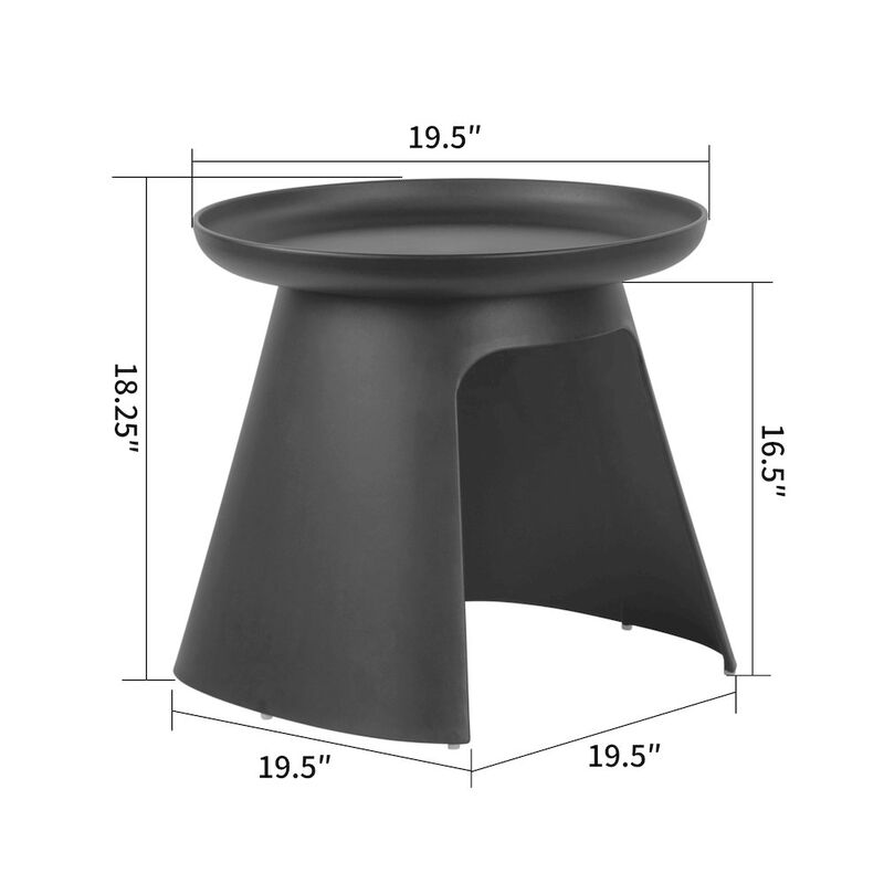 Glamour Home Balius Black Plastic Round End Table