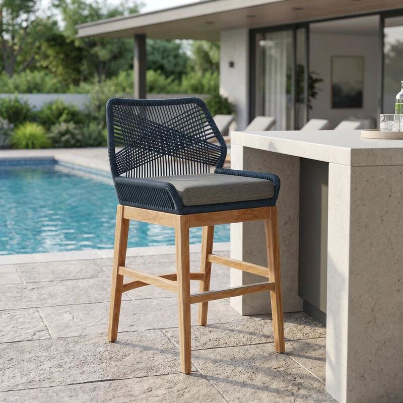 Teak, Rope Outdoor Counter Stool, Weather-Resistant Material, Patio Use image number 5