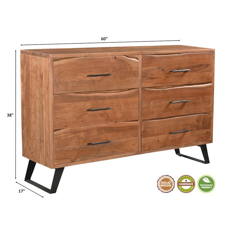 Taran Designs Ferris 6-drawer Live Edge Solid Wood Dresser
