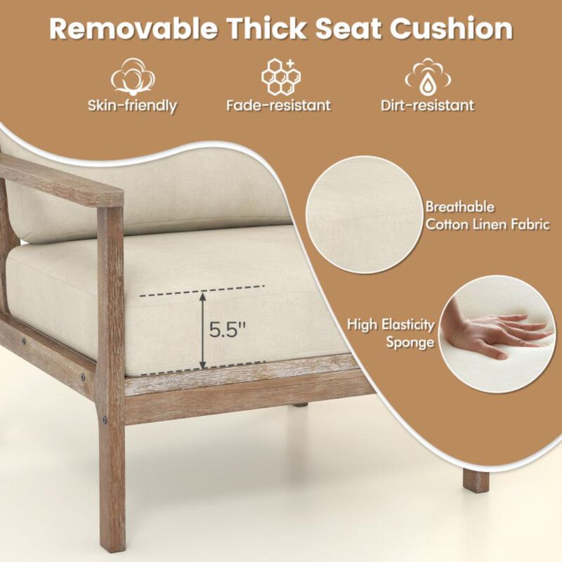 Hivvago Modern Accent Chair with Solid Rubber Wood Armrests