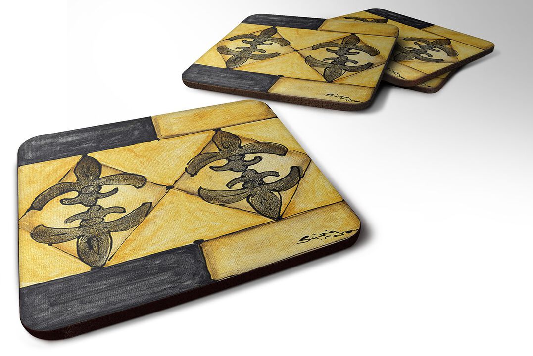 Caroline's Treasures 8089FC Black Gold Foam Coasters (Set of 4), 3.5 H x 3.5 W, Multicolor