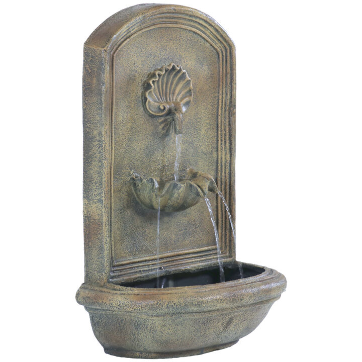Sunnydaze Seaside Polystone Outdoor Wall Fountain