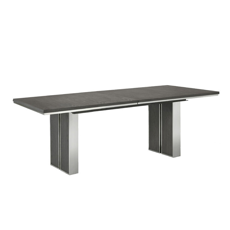 Axel 82 - 100 Inch Extendable Soild Mahogany Wood Dining Table, Gray