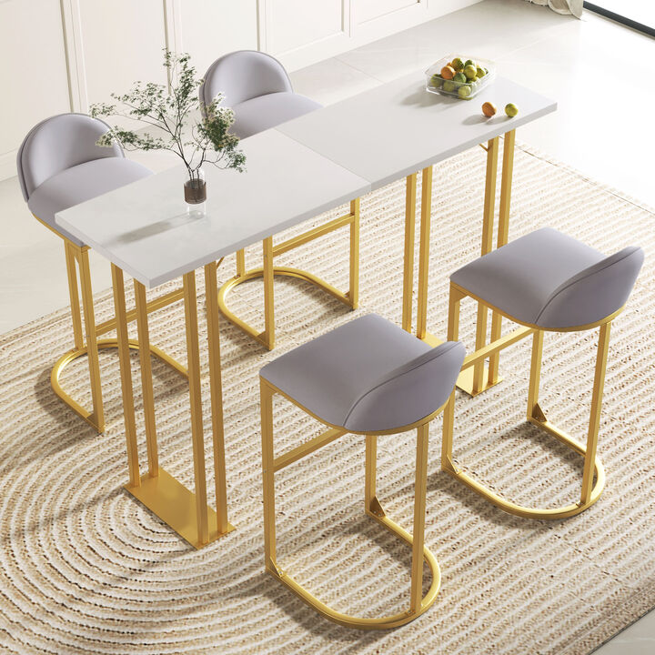 Merax Contemporary 5 Pcs Bar Table and Chairs Dining Set