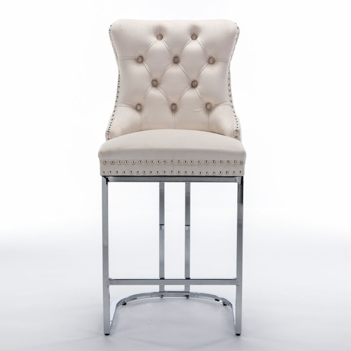 Streamdale 2-Pack Modern Velvet Bar Stools with Metal Legs