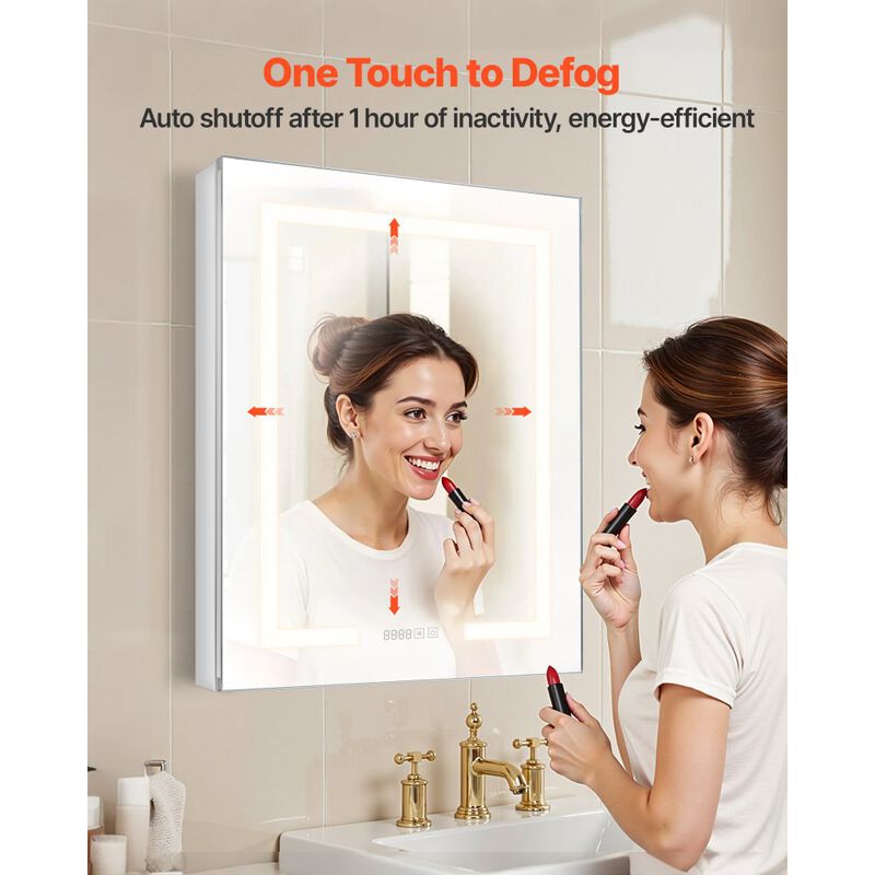 Modern Lighted Bathroom Cabinet with Recessed Mount and Magnifying Mirror