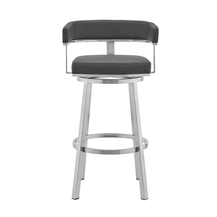 Sez 26 Inch Modern Swivel Counter Stool Armchair, Backrest, Steel