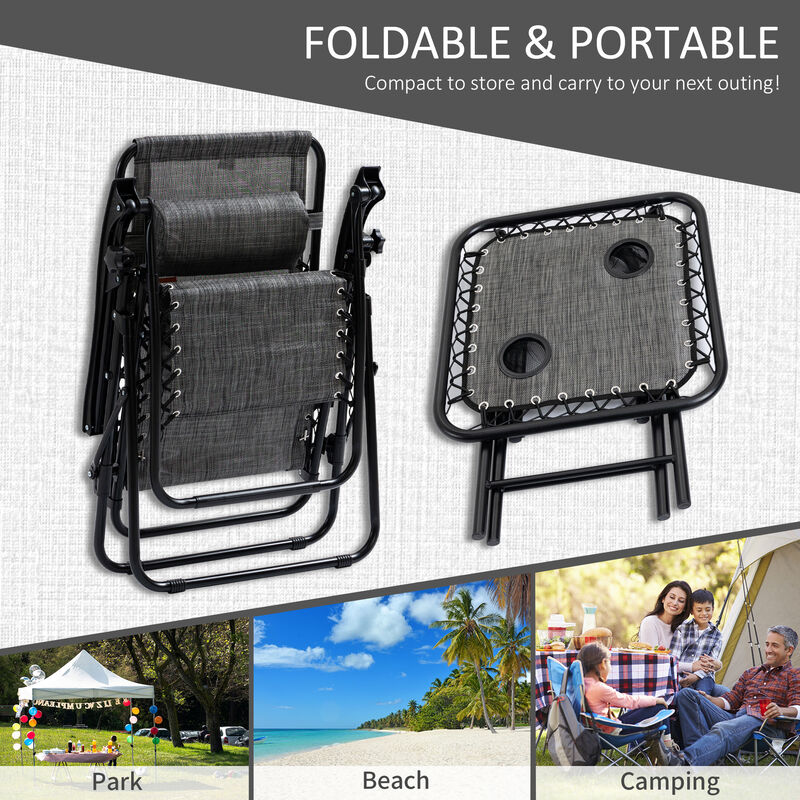Hivvago Poolside Folding Recliner Set with Cup Holders image number 5