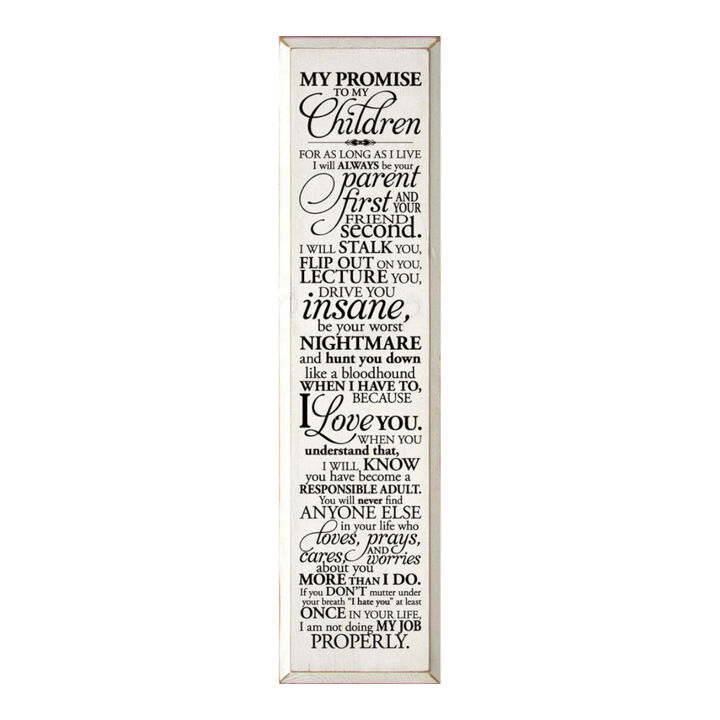 Parent Promise Wood Sign Inspirational Family Quote Rustic Home Wall Decor