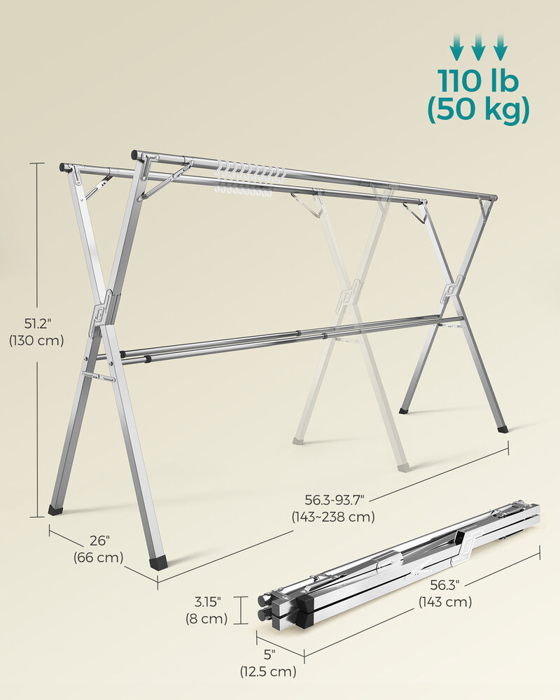 Extendable and Foldable Clothes Drying Rack