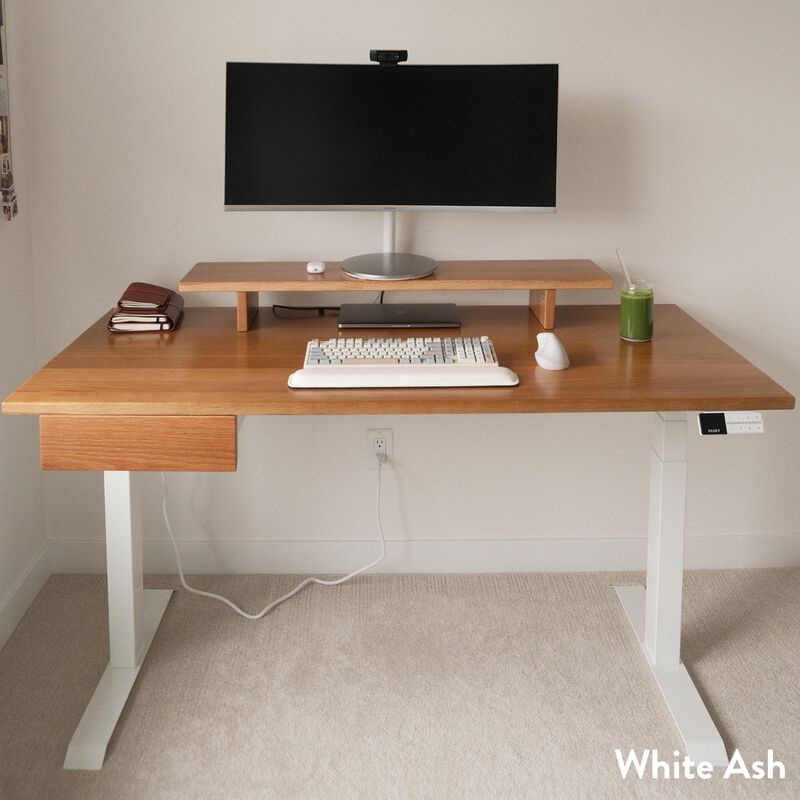 Desky Dual Hardwood Standing Desk With Drawer image number 1