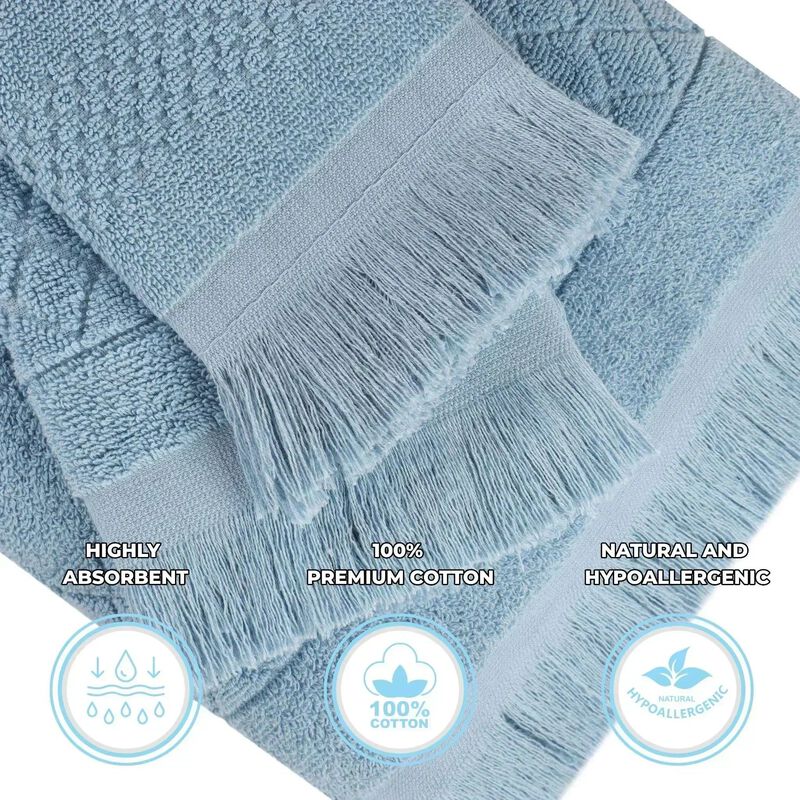 Absorbent Cotton Hand Towels Set of 6 with Geometric Jacquard Design image number 2