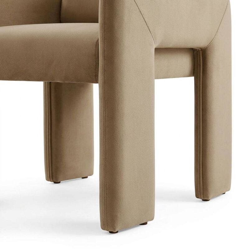 Performance Velvet Dining Armchair with Stain-Resistant Fabric, Taupe image number 6