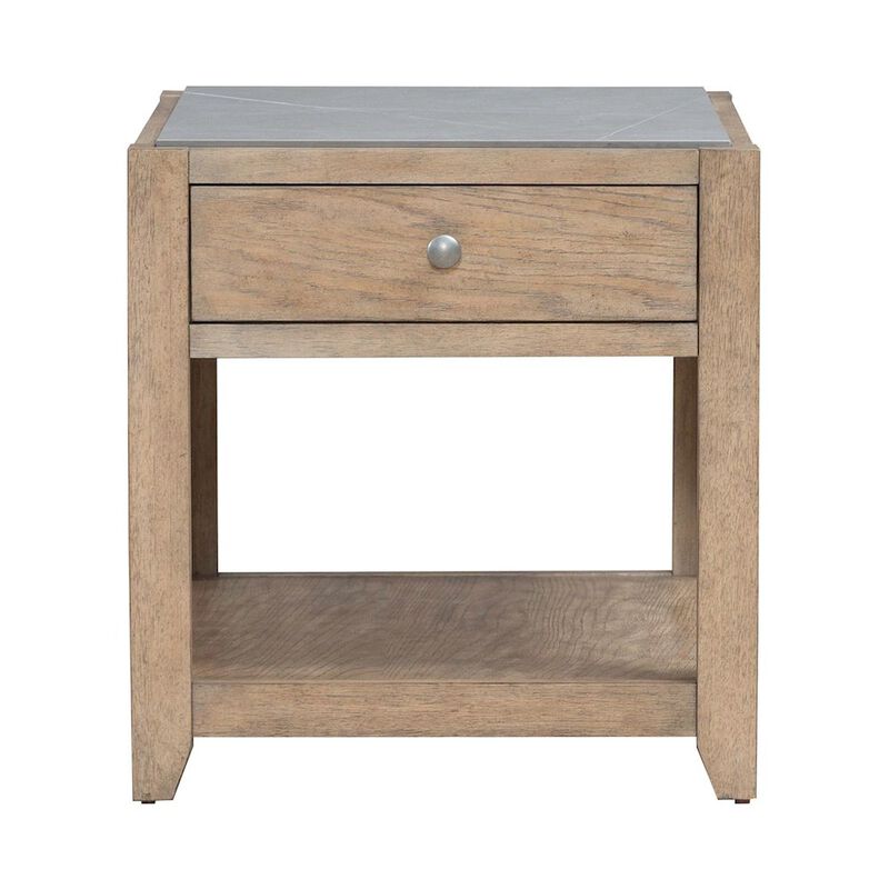 Liberty Furniture Millstone End Table with Unique Tile Top for Living Room - Nutmeg Oak Wood image number 0