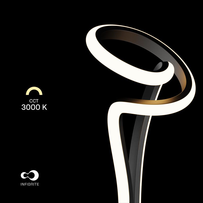 Modern Elegance 12W LED Floor Lamp 59 in 3000K Soft White - Loop Design in Matte Black and Rose Gold