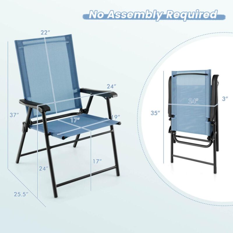 Hivvago 2 Set of Patio Dining Chair with Armrests and Metal Frame
