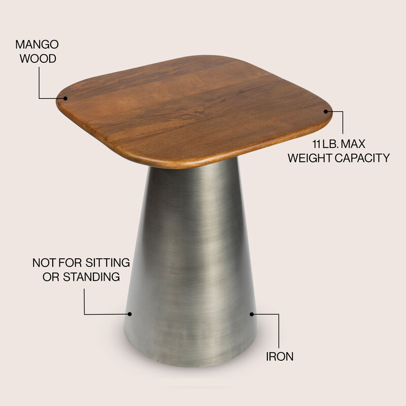Skye 18" Modern Rustic Square Wood/Metal Accent Table