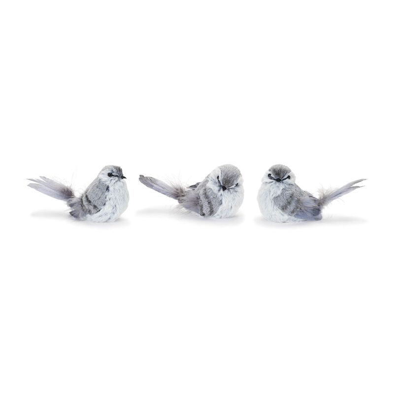Winter Feathered Bird Shelf Sitters (Set of 12) &ndash; Festive Miniature Bird Decor for Christmas, Mantel, or Tiered Tray