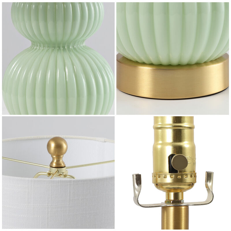 Daphne 20" Contemporary Transitional Metal/Glass Ribbed Gourd LED Table Lamp