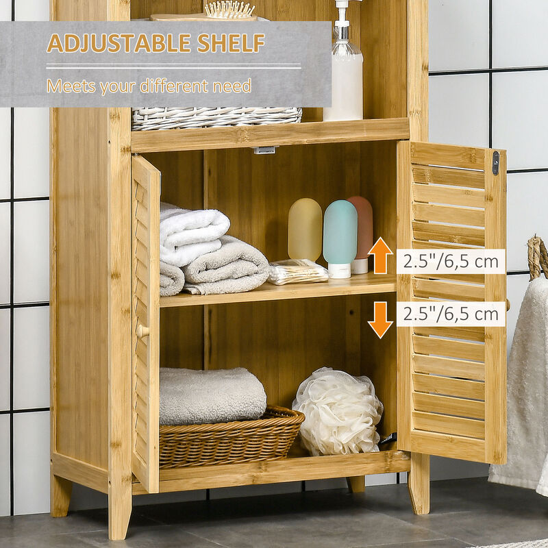 Home Natural Ground Towel Storage Cupboard Stand & 3-Tier Shelving, Natural