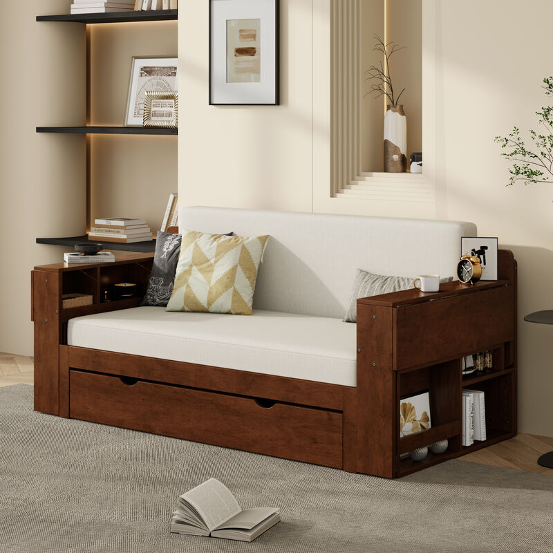 Merax 4-in-1 Multifunctional Sofa Bed Desk with Storage image number 1