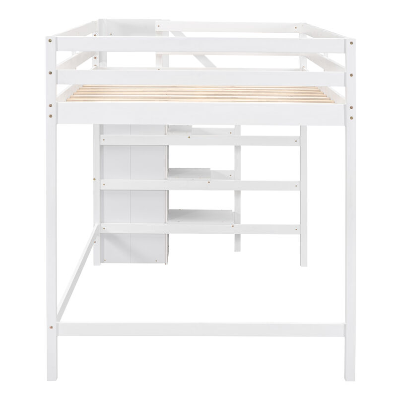 Merax Loft Bed with Built-in Storage Wardrobe and Staircase