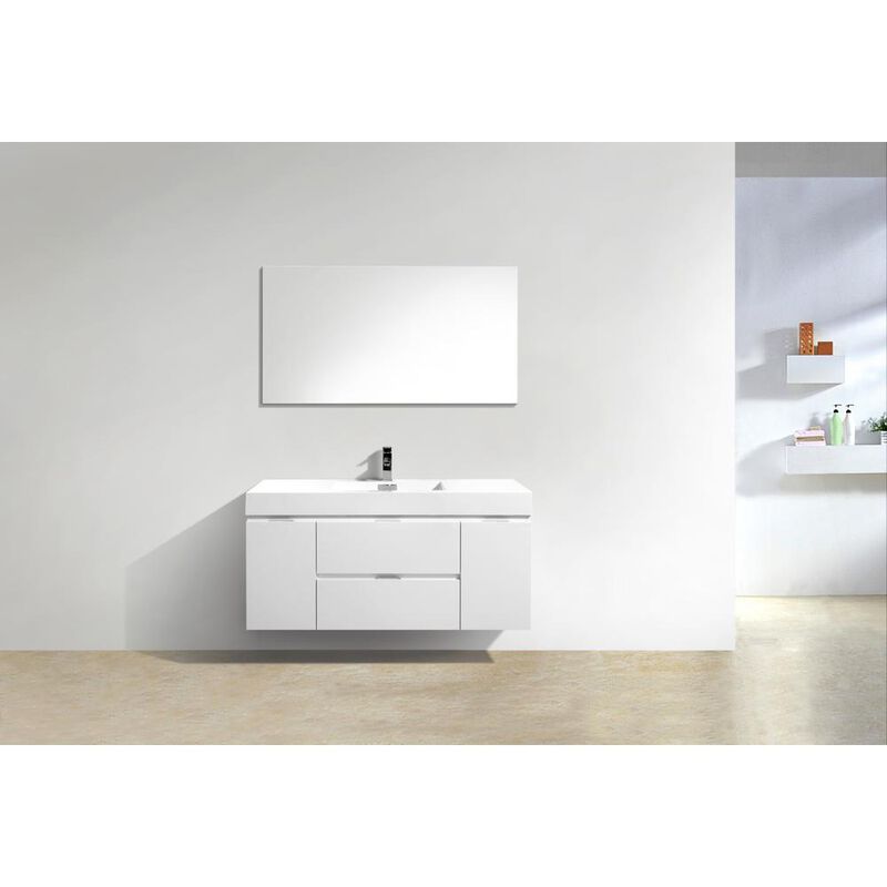 Kubebath Bliss 48 High Gloss White Wall Mount Modern Bathroom Vanity
