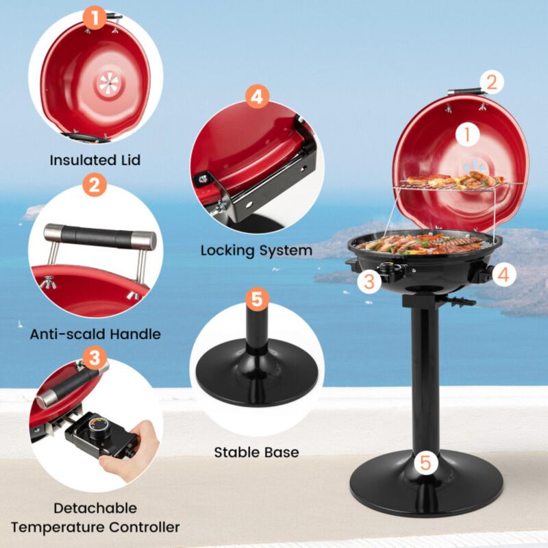 Hivvago 1600W Electric BBQ Grill with Removable Non-Stick Warming Rack