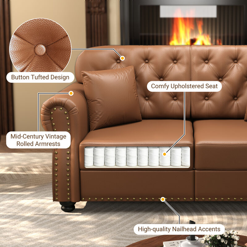 Viltux 82.6"Upholstered Faux Leather Sectional image number 5