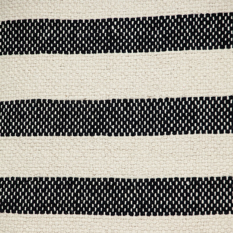 HomeRoots 24" Beige and Black Striped Cotton Throw Pillow With Tassels image number 2
