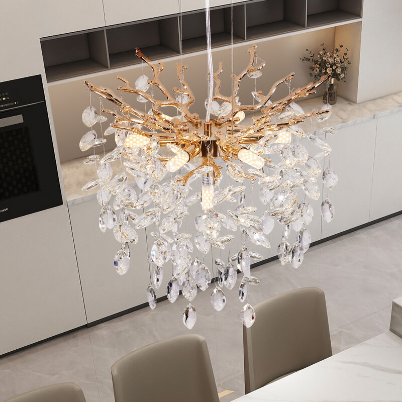 18" Gold Tree Branch Crystal Chandelier &ndash; 7-Light Modern Pendant Light for Dining Room image number 3