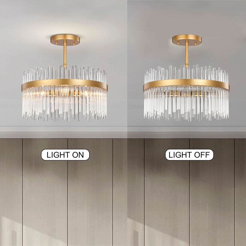 Elisa 17" 4-light Glossy Bronze Flush Mount with Clear Glass Bars image number 7