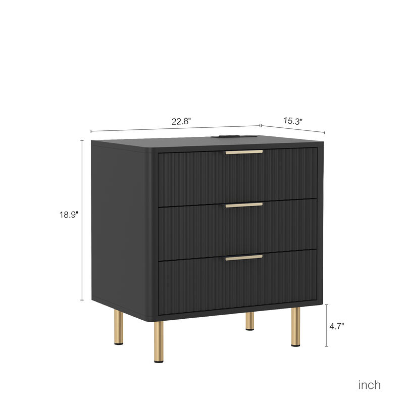 Assembled Nightstand with Charging Station Voice Light USB Storage Cabinet image number 5