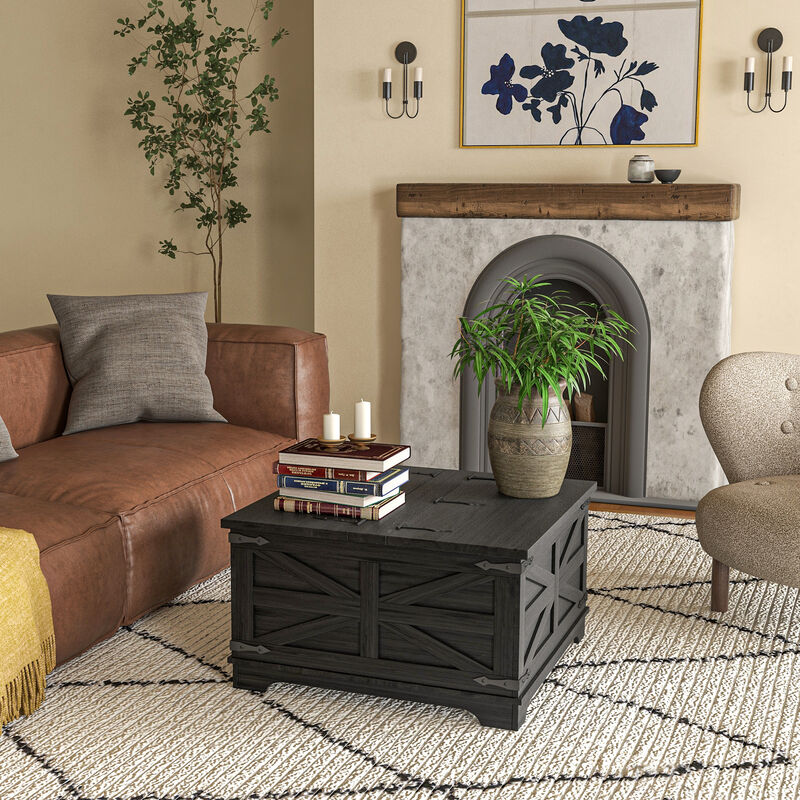 Hivvago Square Coffee Table with Hidden Compartment image number 6