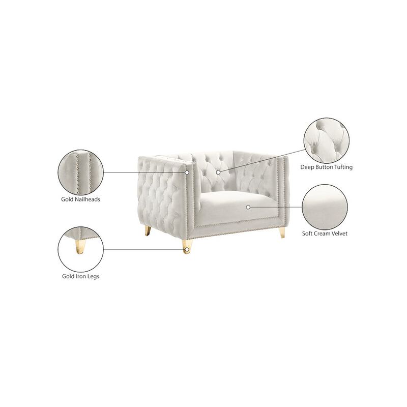 Meridian Furniture Michelle Cream Velvet Chair