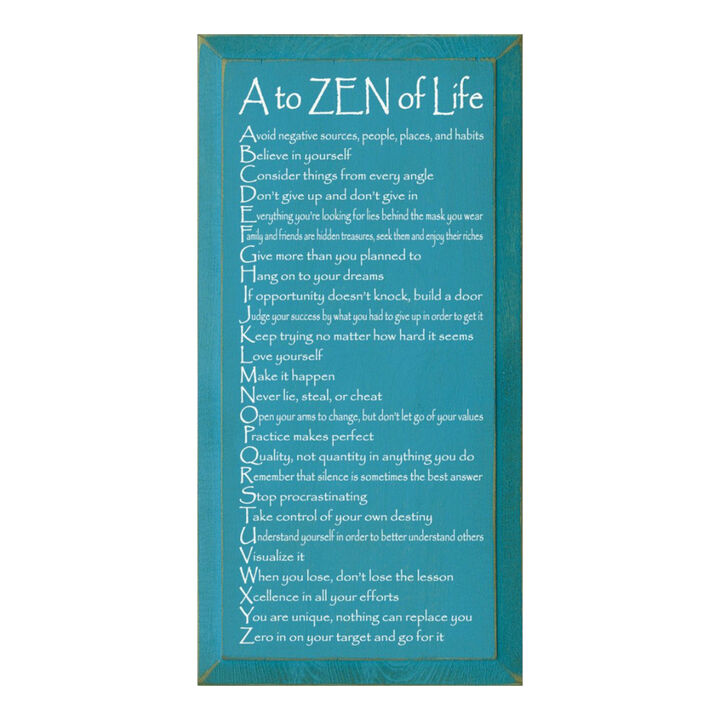 A to ZEN of Life Funny Zen Quote Wooden Wall Sign