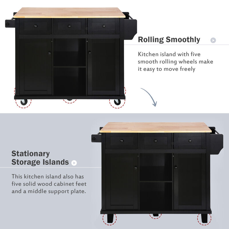 Kitchen Cart with Drop-Leaf Countertop & Storage Rolling Island for Food Prep & Dining