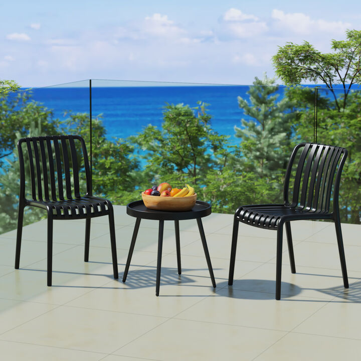 WestinTrends 3-Piece Outdoor Patio Bistro Balcony Furniture Set With Stackable Chairs