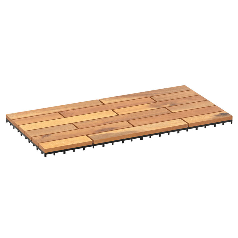 36 Pack Acacia Wood Deck Tiles with Interlocking Design for Balcony and Patio-Natural image number 3
