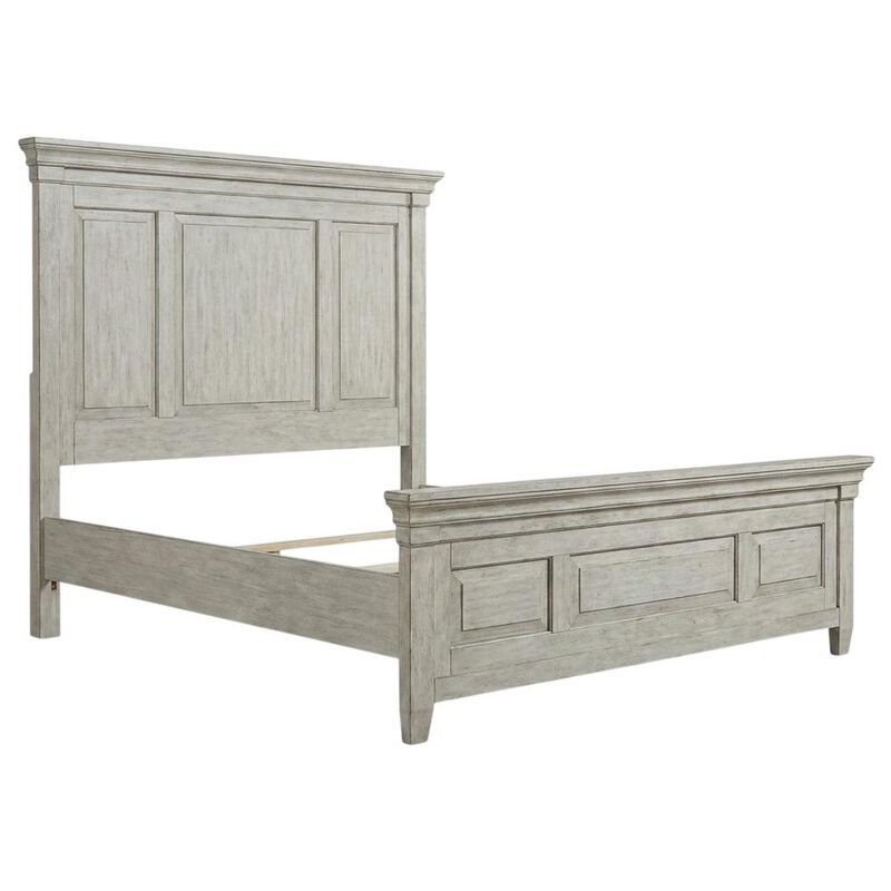 Liberty Furniture Heartland Queen Panel Bed, Dresser & Mirror - Antique White w/ Tobacco Tops image number 0