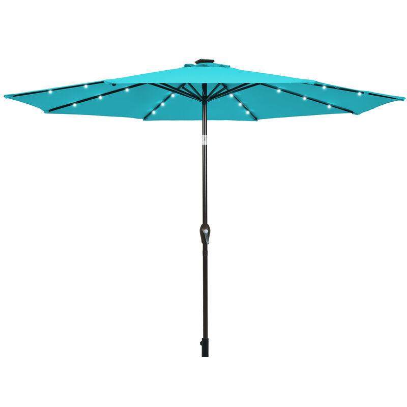 Solar Light Patio Umbrella &ndash; Outdoor Sun Shade with LED Illumination