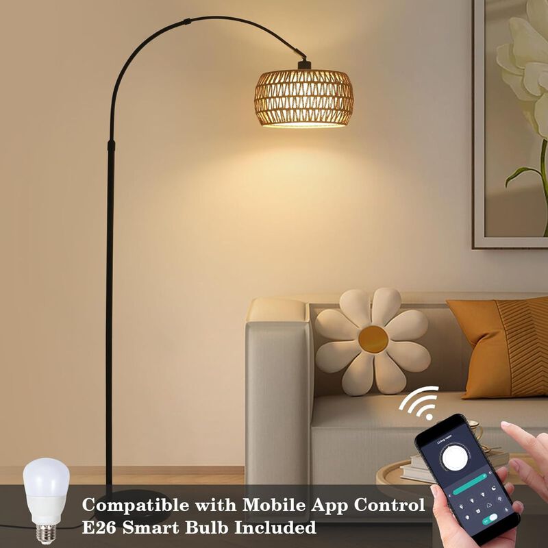ELEMENT ACE Arc Floor Lamp with Stepless Dimmable Lighting, Multiple Control Options, Adjustable Height, Stable Anti-Tip Base for Living Room Bedroom Reading Use image number 6