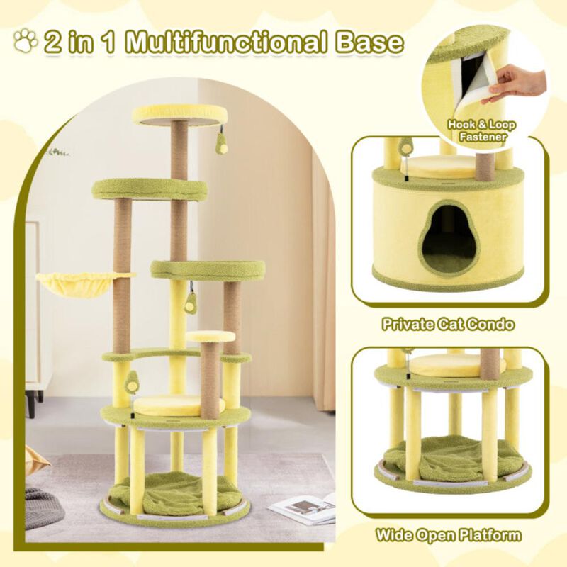 Hivvago Large Avocado Cat Tree Multi-level Cat Tower with Private Condo