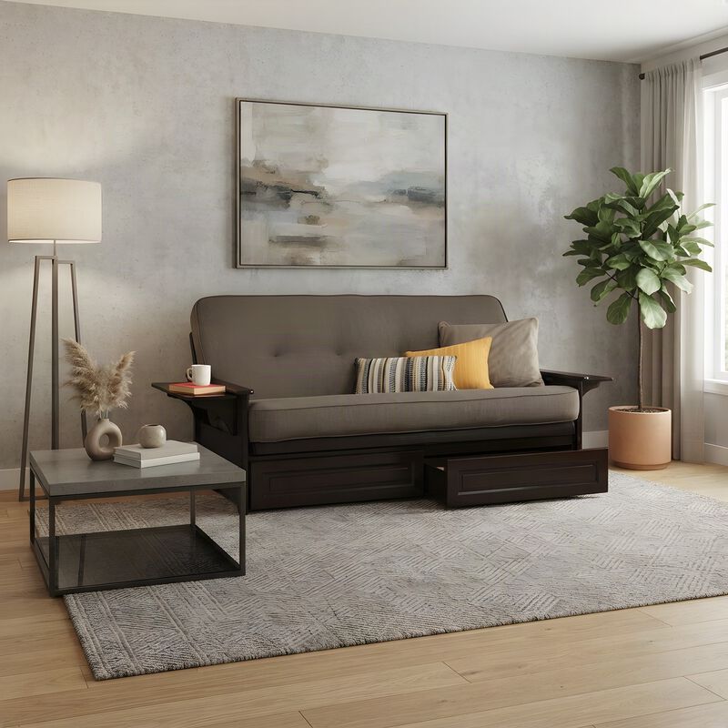 Phoenix Frame-Espresso Finish-Linen Cocoa Mattress-Storage Drawers image number 6