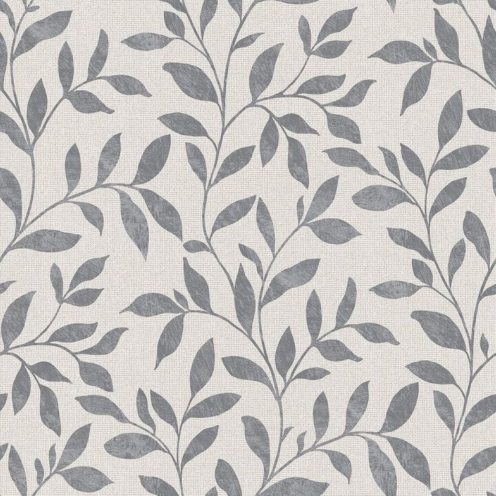 Utopia Silver Grey Loose Leaf Textured Wallpaper G68028