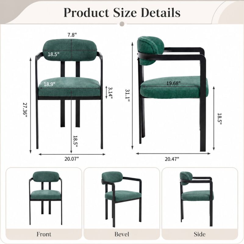 GOODSILO Mid-Century Upholstered Dining Chairs Set of 2, Ergonomic Seating for Kitchen Dining Space with Durable Build image number 1