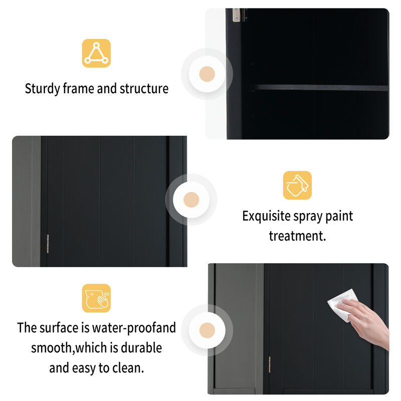 Merax Tall Bathroom Storage with Glass Doors